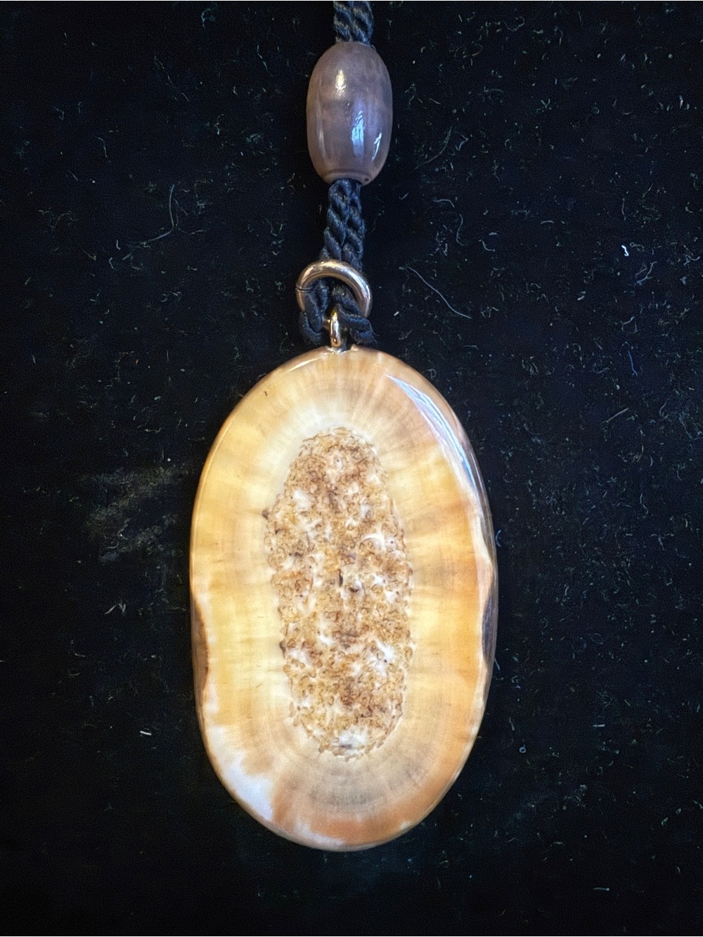 Handcrafted Golden Brown Agate Slice Pendant Necklace